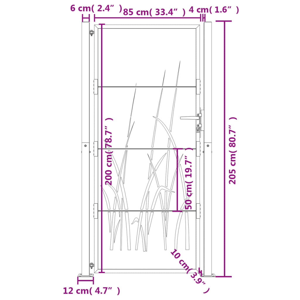 Garden Gate Anthracite 105x205 cm Steel Grass Design