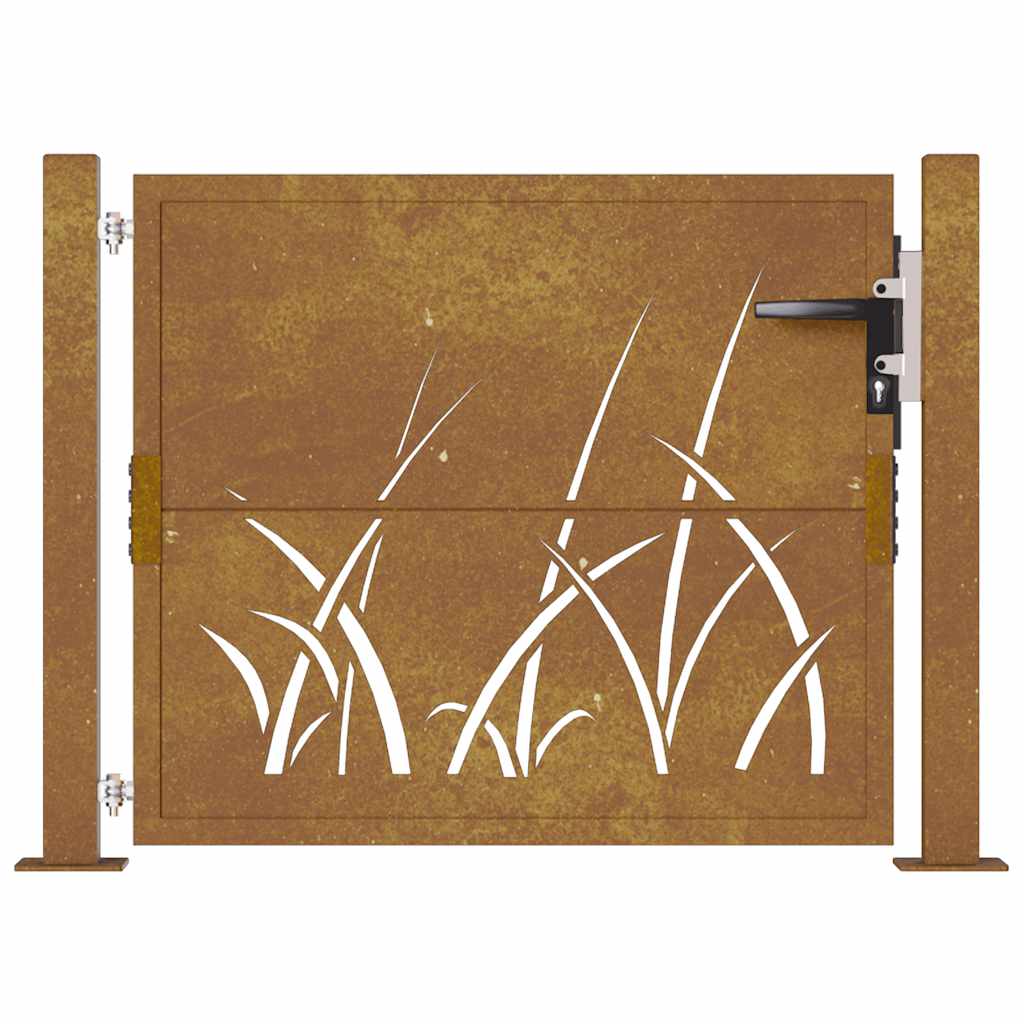 Garden Gate 105x80 cm Corten Steel Grass Design