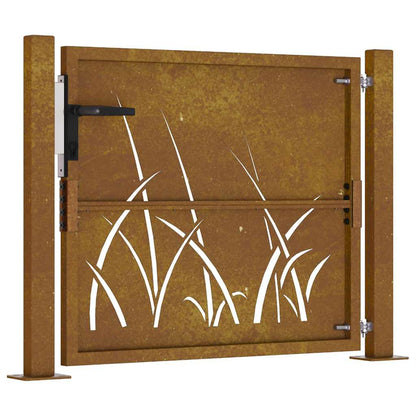 Garden Gate 105x80 cm Corten Steel Grass Design