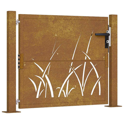 Garden Gate 105x105 cm Corten Steel Grass Design
