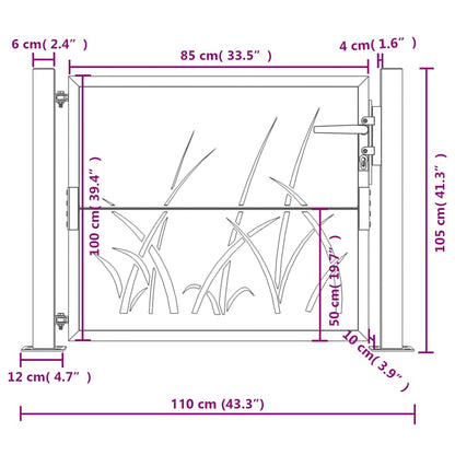Garden Gate 105x105 cm Corten Steel Grass Design