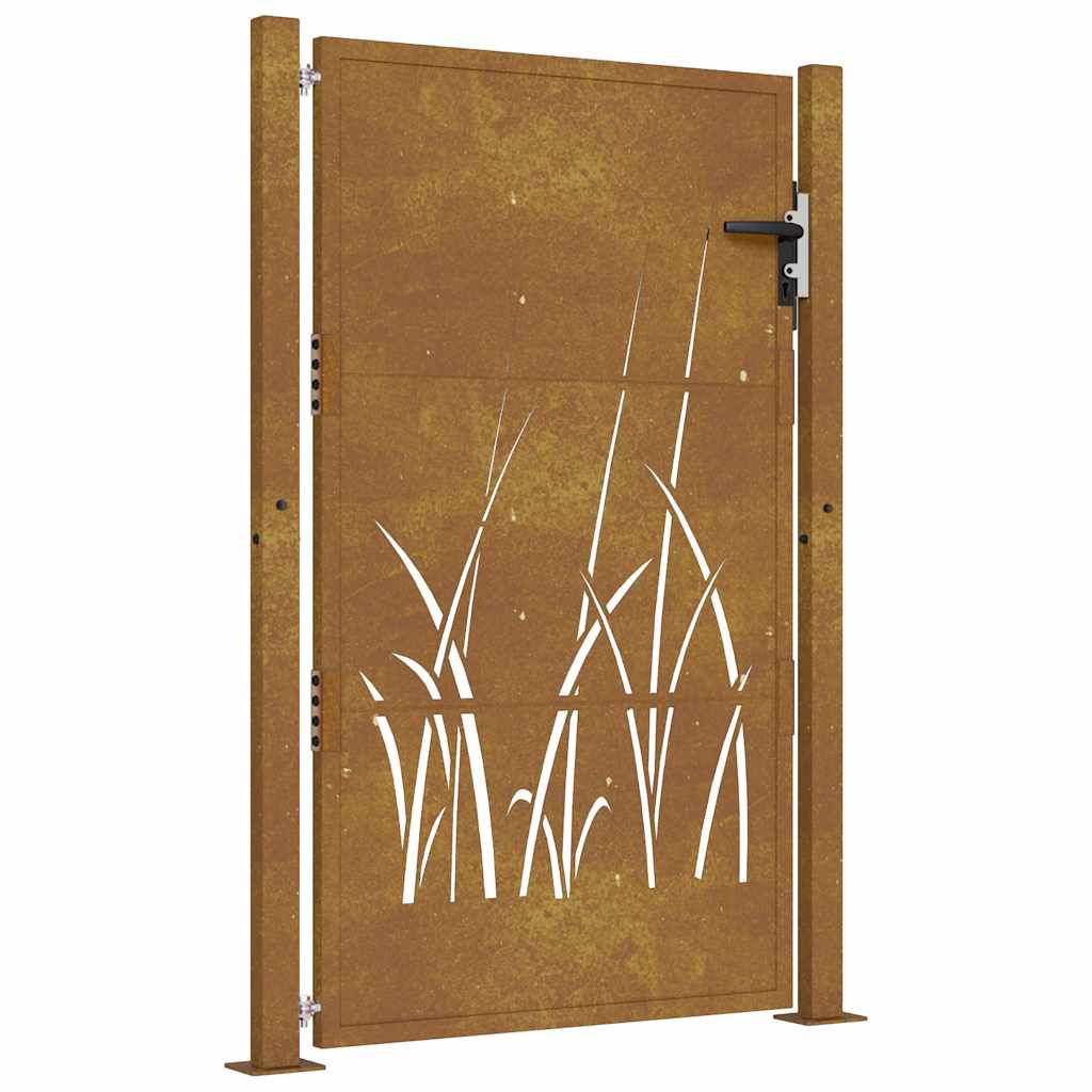 Garden Gate 105x130 cm Corten Steel Grass Design