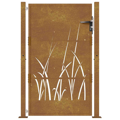 Garden Gate 105x130 cm Corten Steel Grass Design