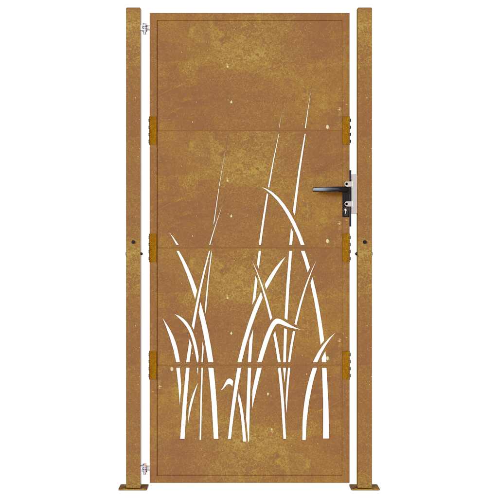 Garden Gate 105x205 cm Corten Steel Grass Design