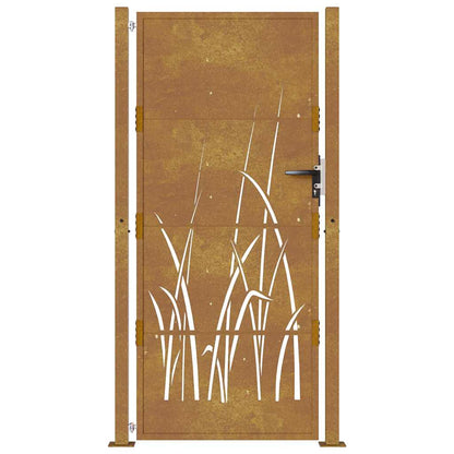 Garden Gate 105x205 cm Corten Steel Grass Design