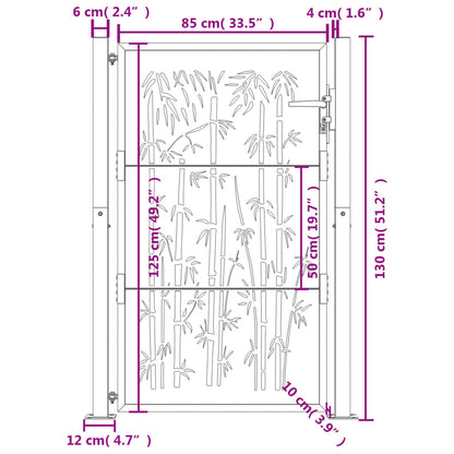 Garden Gate Anthracite 105x130 cm Steel Bamboo Design