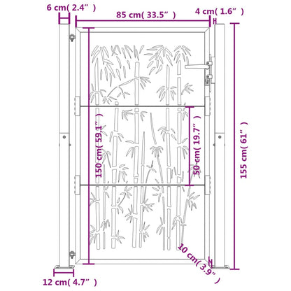 Garden Gate Anthracite 105x155 cm Steel Bamboo Design