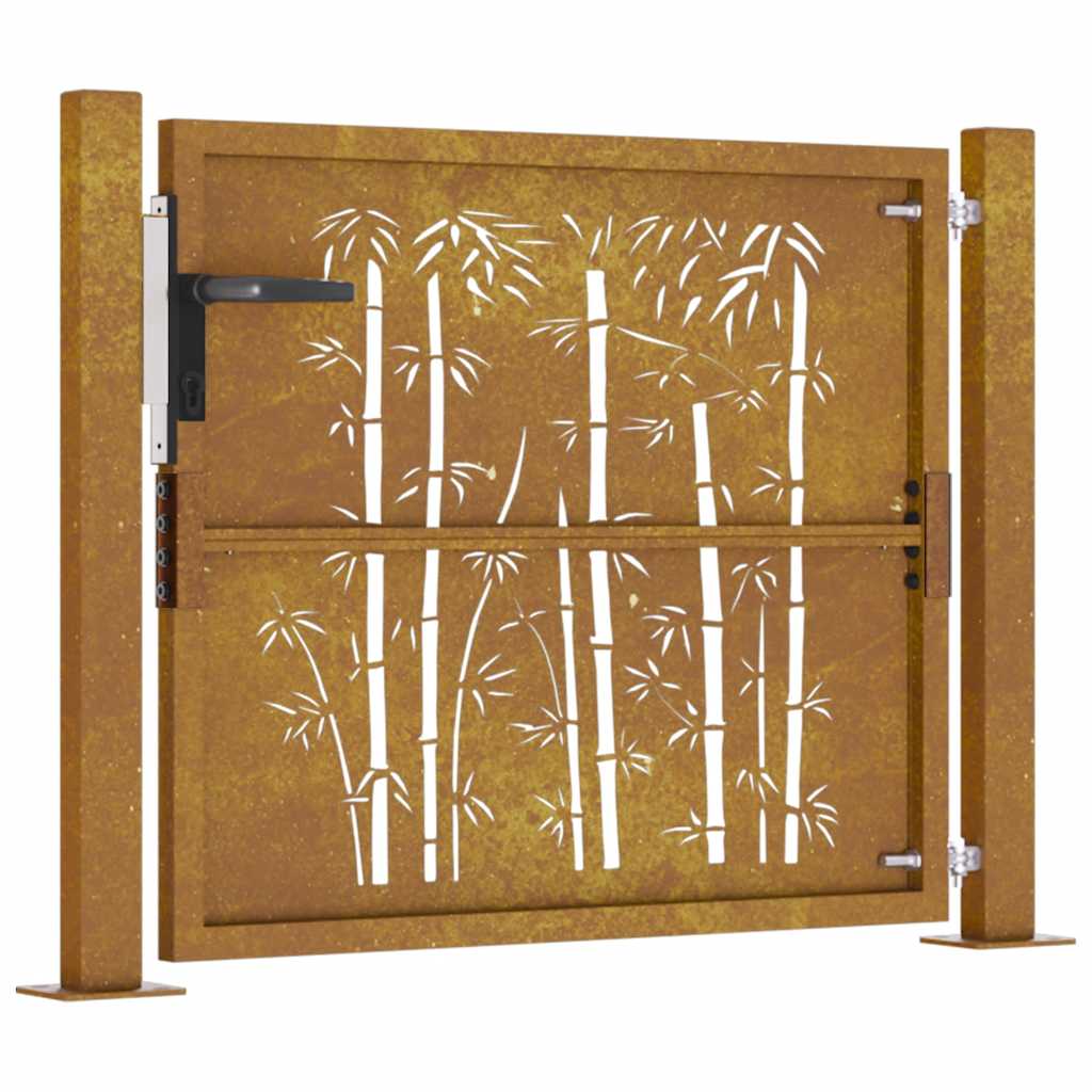 Garden Gate 105x80 cm Corten Steel Bamboo Design