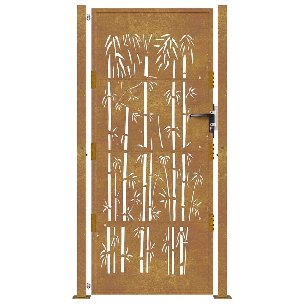 Garden Gate 105x130 cm Corten Steel Bamboo Design