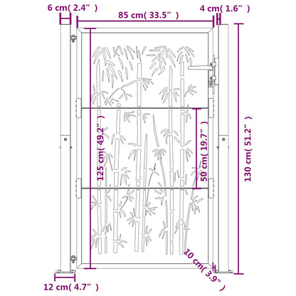 Garden Gate 105x130 cm Corten Steel Bamboo Design