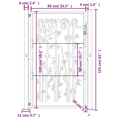 Garden Gate 105x155 cm Corten Steel Bamboo Design