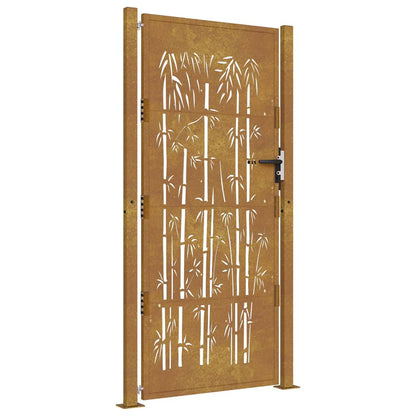 Garden Gate 105x205 cm Corten Steel Bamboo Design