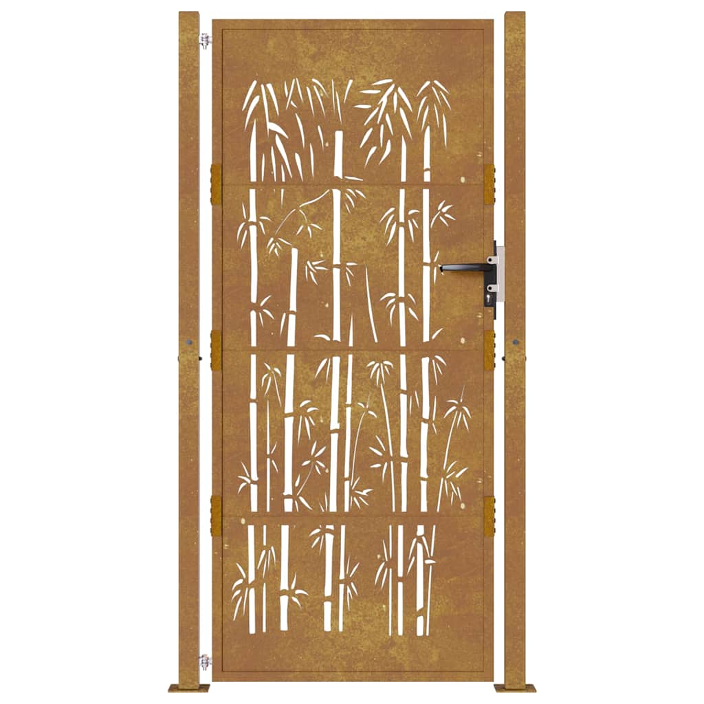Garden Gate 105x205 cm Corten Steel Bamboo Design