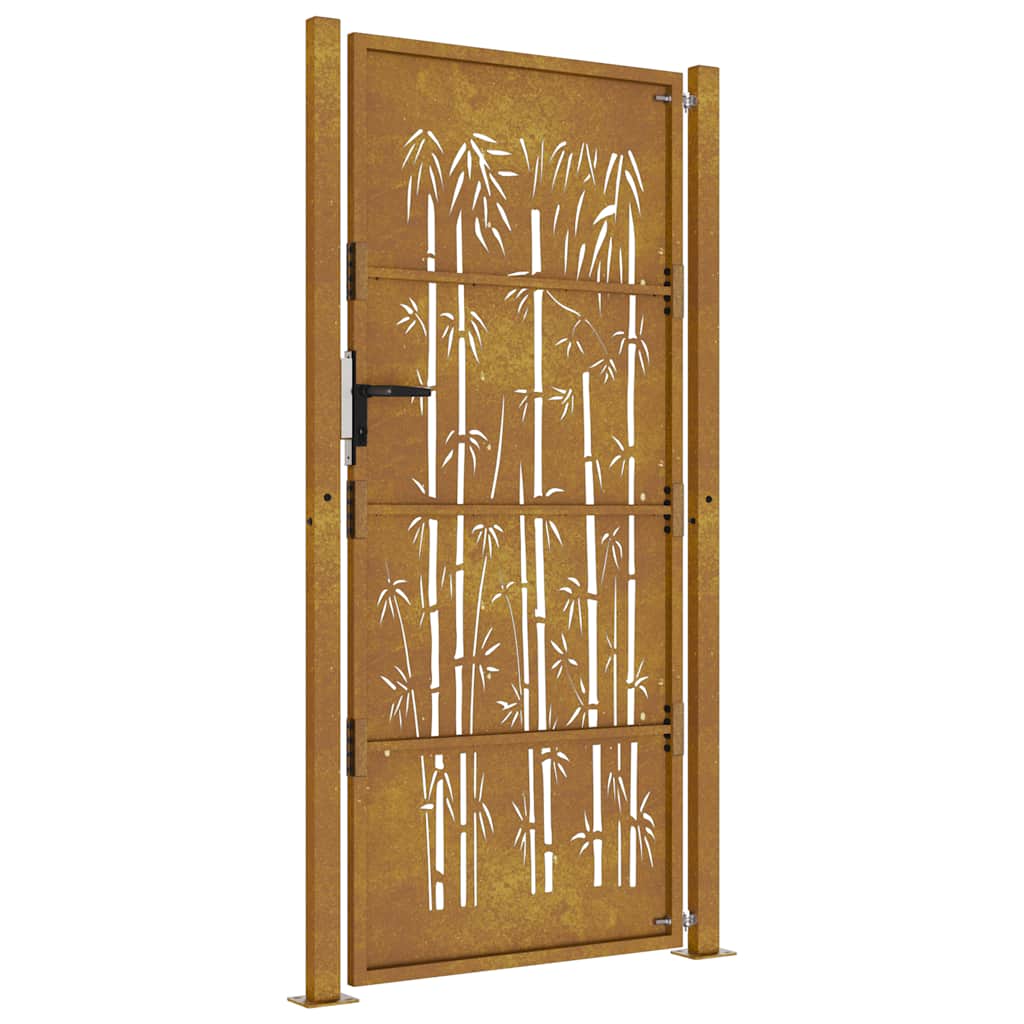 Garden Gate 105x205 cm Corten Steel Bamboo Design