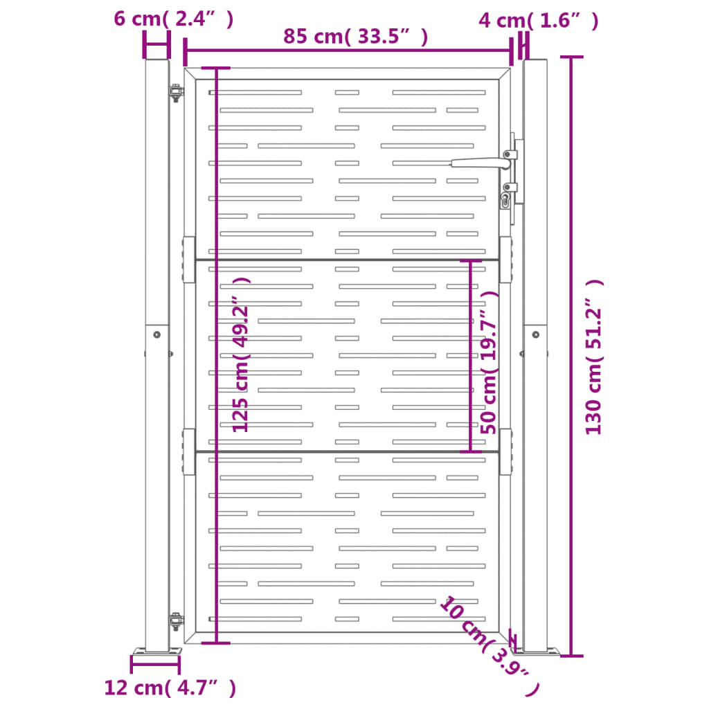 Garden Gate Anthracite 105x130 cm Steel Square Design