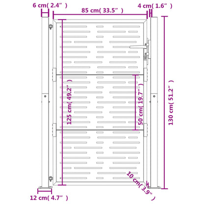 Garden Gate Anthracite 105x130 cm Steel Square Design