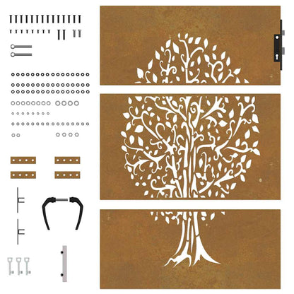 Garden Gate 85x125 cm Corten Steel Tree Design