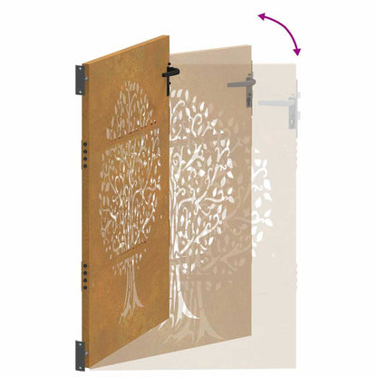 Garden Gate 85x150 cm Corten Steel Tree Design