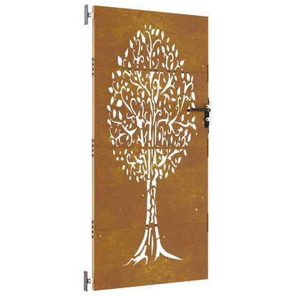 Garden Gate 85x200 cm Corten Steel Tree Design