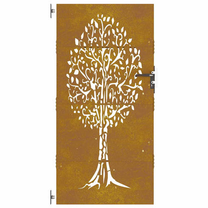 Garden Gate 85x200 cm Corten Steel Tree Design