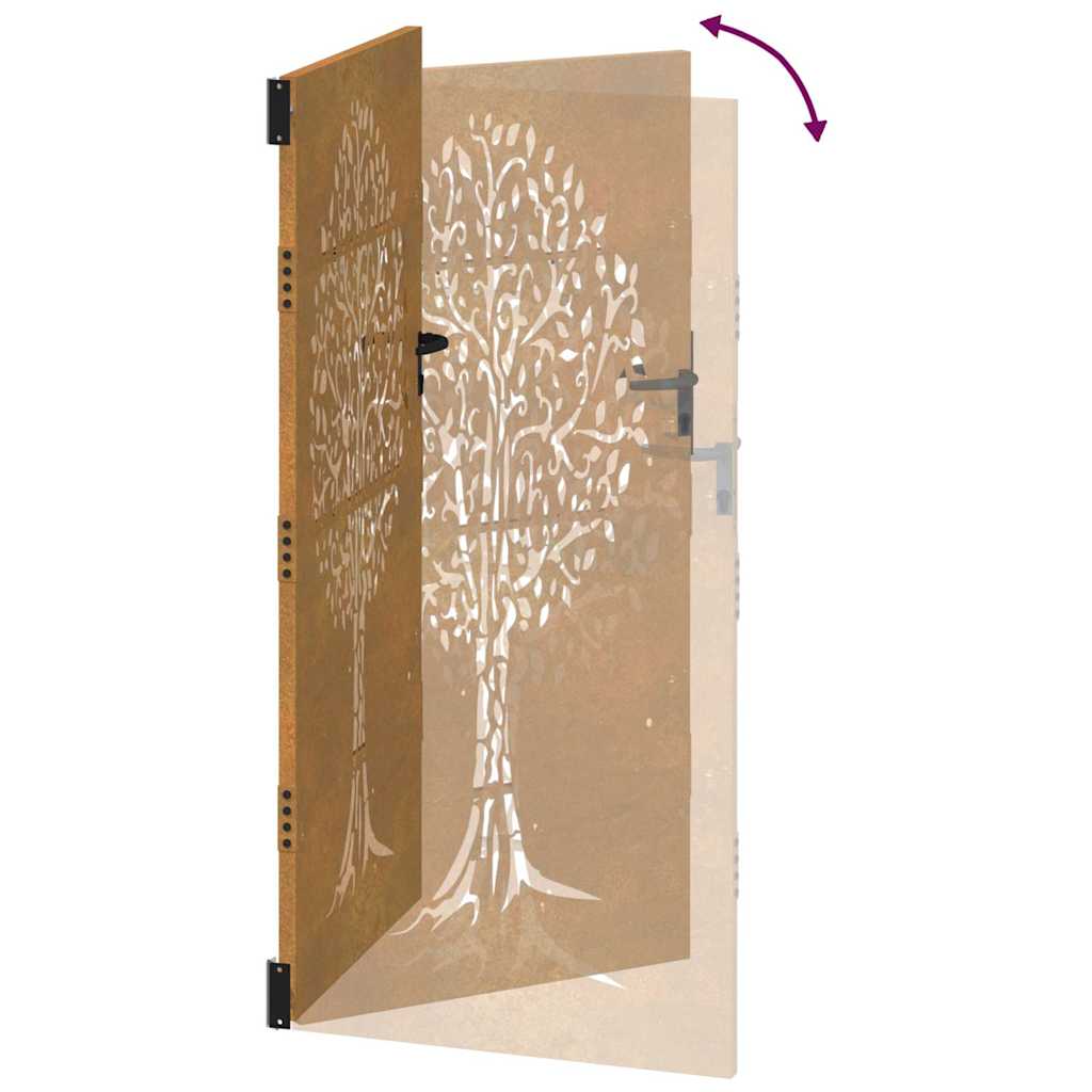 Garden Gate 85x200 cm Corten Steel Tree Design