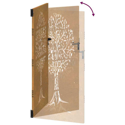 Garden Gate 85x200 cm Corten Steel Tree Design