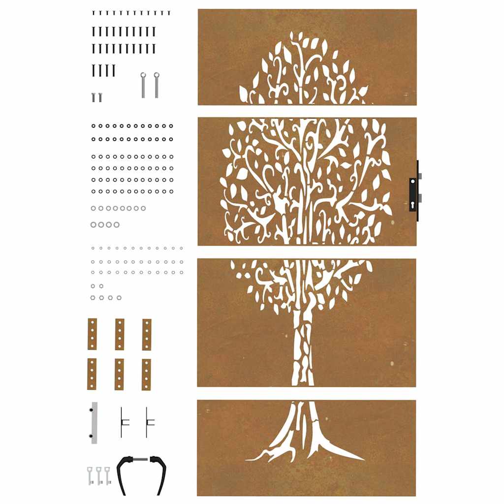 Garden Gate 85x200 cm Corten Steel Tree Design