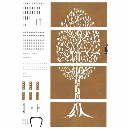 Garden Gate 85x200 cm Corten Steel Tree Design