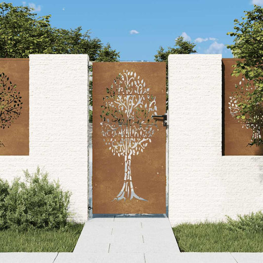 Garden Gate 85x200 cm Corten Steel Tree Design