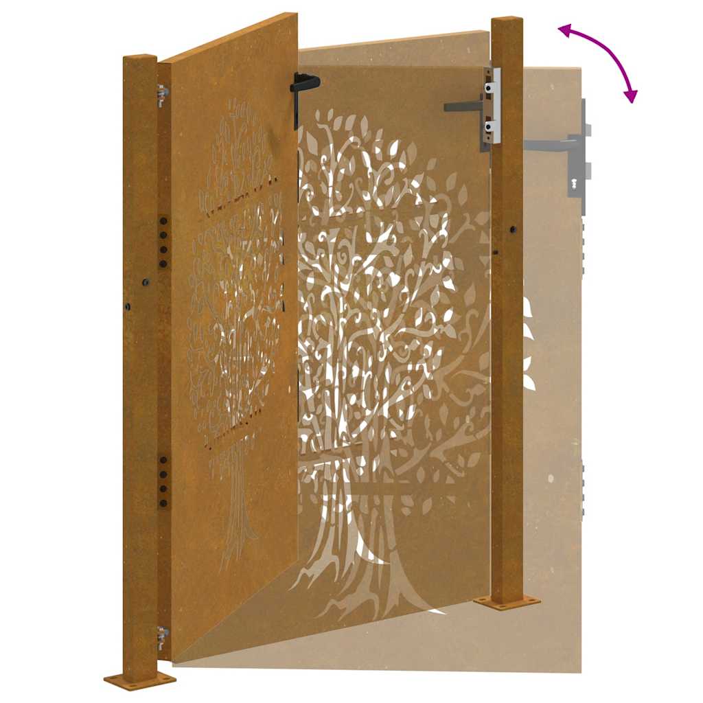 Garden Gate 105x130 cm Corten Steel Tree Design