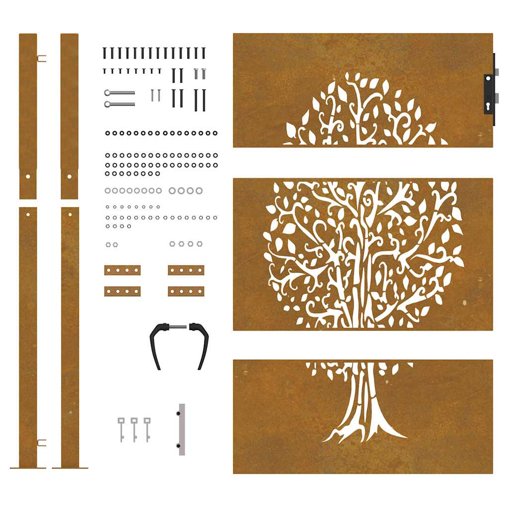 Garden Gate 105x130 cm Corten Steel Tree Design