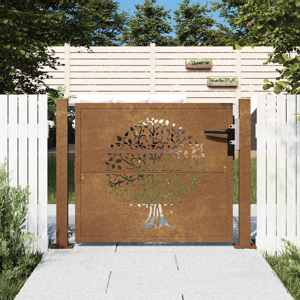 Garden Gate 105x130 cm Corten Steel Tree Design