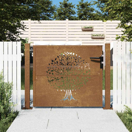 Garden Gate 105x130 cm Corten Steel Tree Design