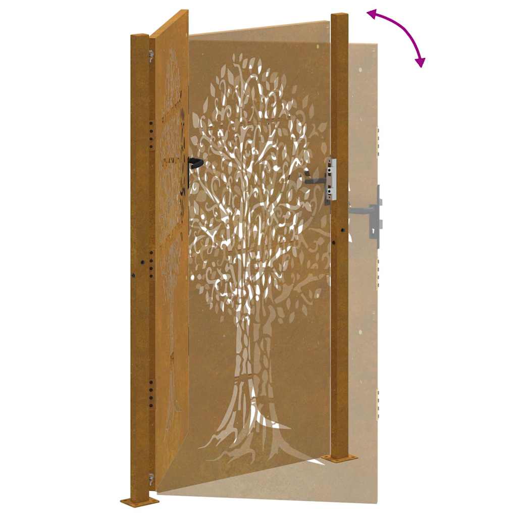 Garden Gate 105x205 cm Corten Steel Tree Design