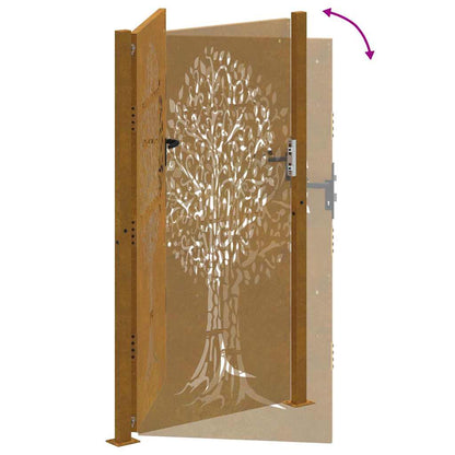 Garden Gate 105x205 cm Corten Steel Tree Design