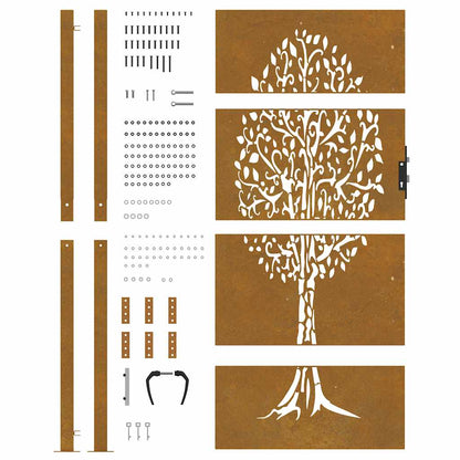 Garden Gate 105x205 cm Corten Steel Tree Design