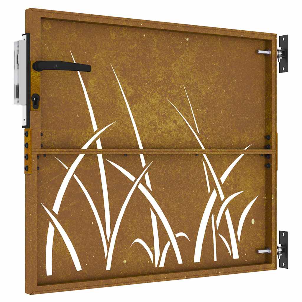 Garden Gate 85x75 cm Corten Steel Grass Design