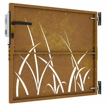 Garden Gate 85x75 cm Corten Steel Grass Design
