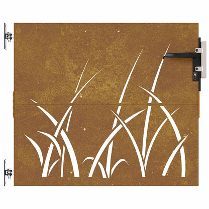 Garden Gate 85x100 cm Corten Steel Grass Design