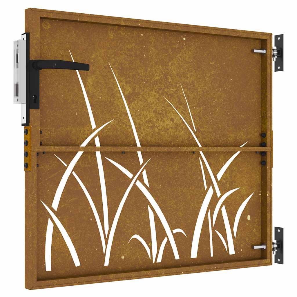 Garden Gate 85x100 cm Corten Steel Grass Design
