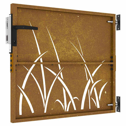 Garden Gate 85x100 cm Corten Steel Grass Design
