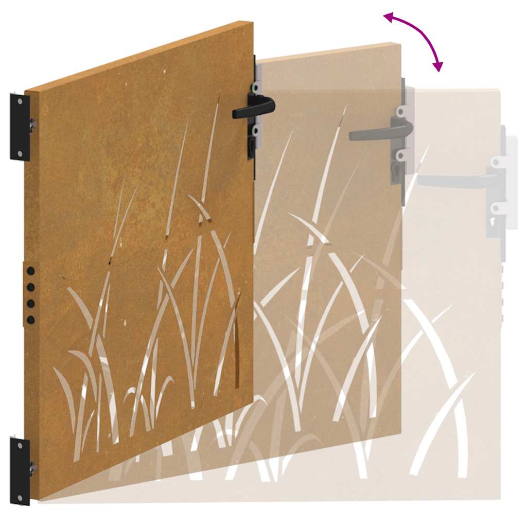 Garden Gate 85x100 cm Corten Steel Grass Design