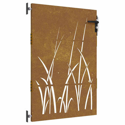Garden Gate 85x125 cm Corten Steel Grass Design