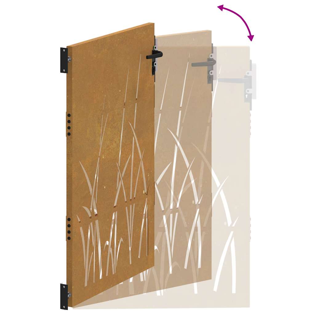 Garden Gate 85x125 cm Corten Steel Grass Design