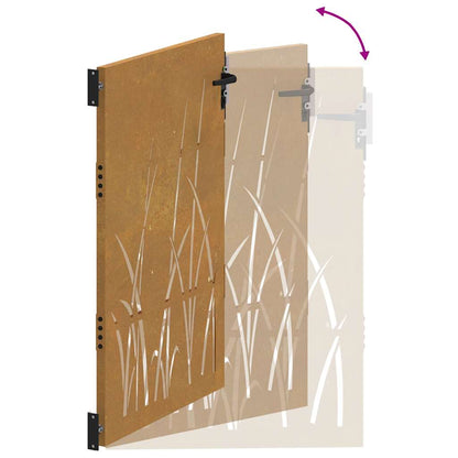 Garden Gate 85x125 cm Corten Steel Grass Design