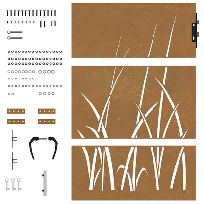 Garden Gate 85x125 cm Corten Steel Grass Design