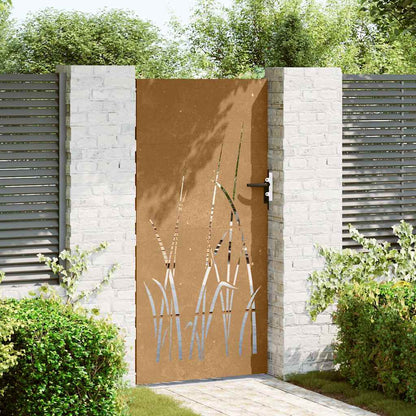 Garden Gate 85x200 cm Corten Steel Grass Design