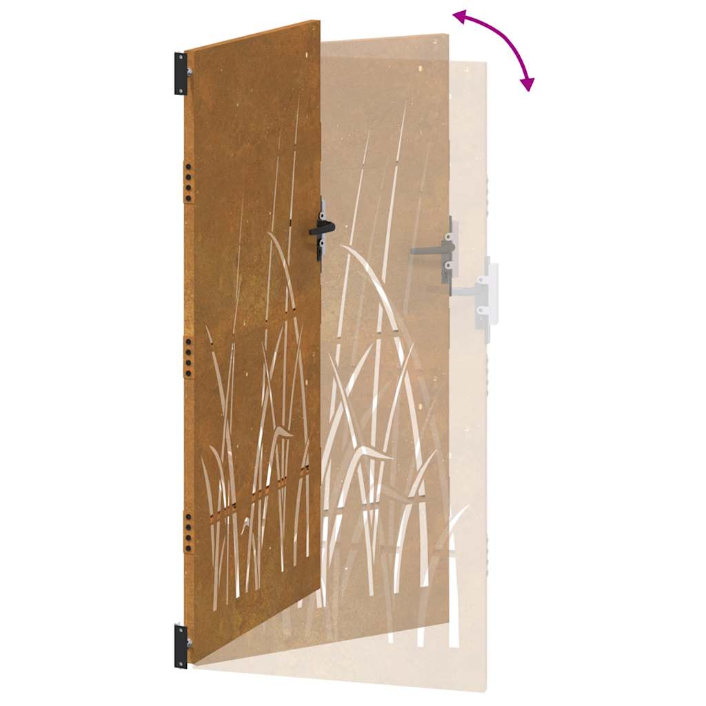 Garden Gate 85x200 cm Corten Steel Grass Design