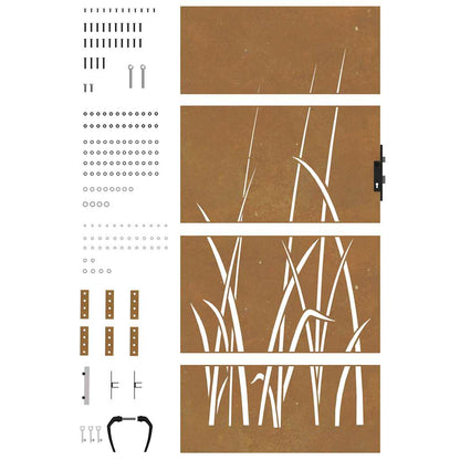 Garden Gate 85x200 cm Corten Steel Grass Design