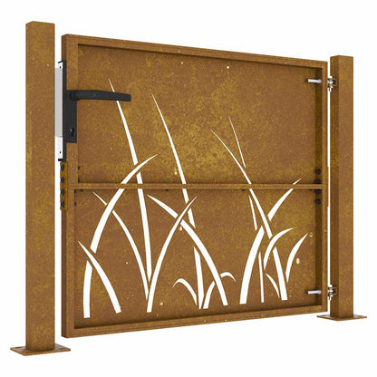 Garden Gate 105x80 cm Corten Steel Grass Design